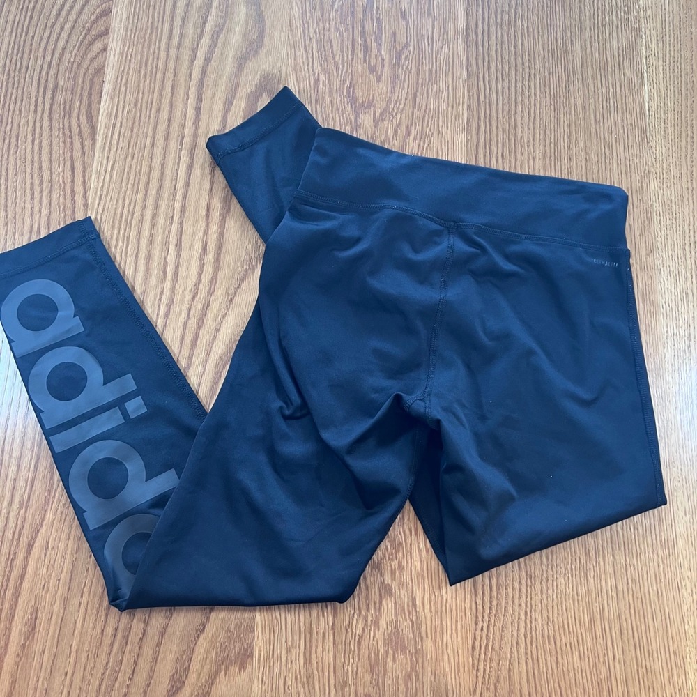 Womens Medium‎ Adidas Climalite High Rise Graphic Leggings Black Gym Yoga A5